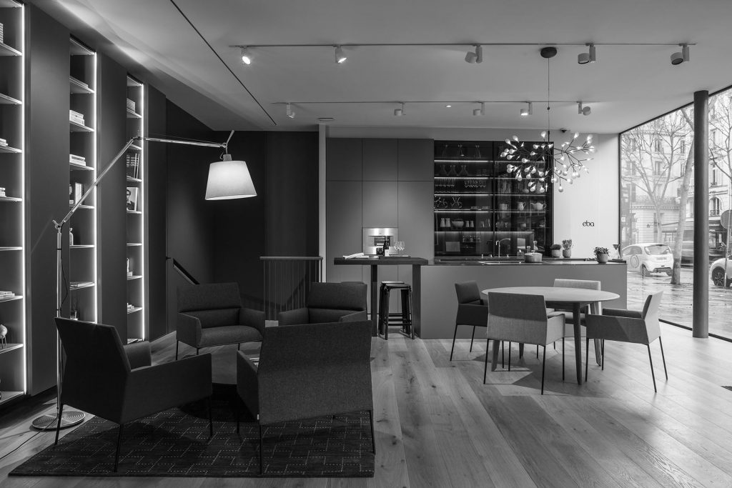 Intérieur du showroom EBA Interiors à Paris